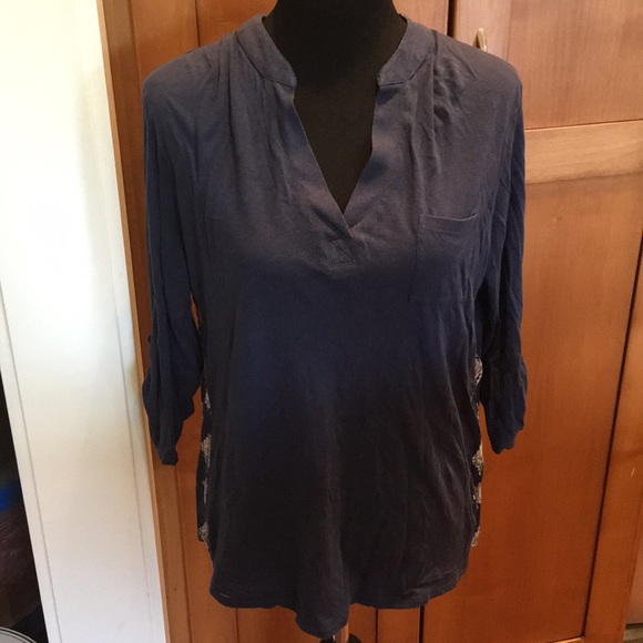 Large Natural Reflections Blue Aztec Tribal Shirt - Picture 1 of 3